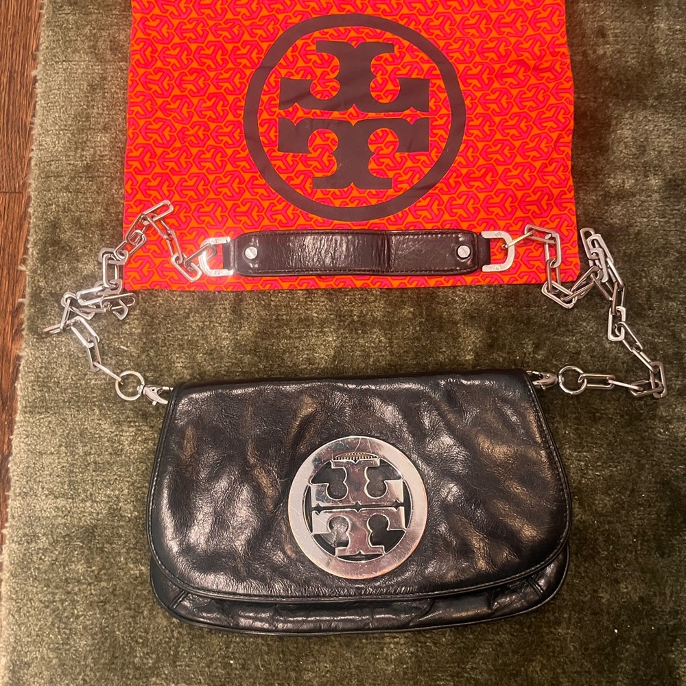 Tory Burch Black Leather Chain Bag